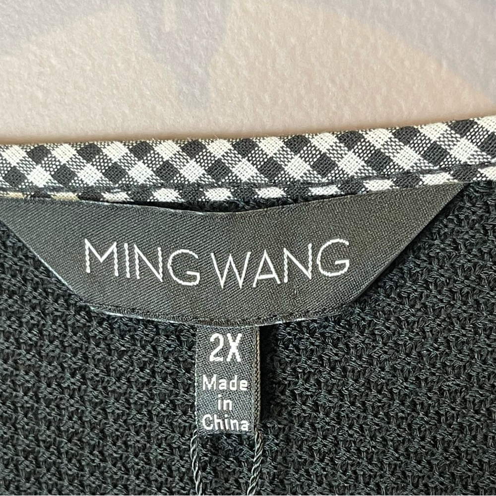 NWT Ming Wang Black Zip Up Textured Gingham Dress 2X - Picture 10 of 13
